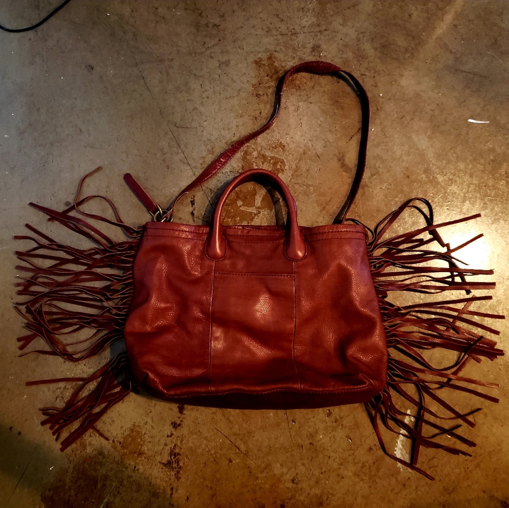 Lucky Brand Leather Fringe Tote Bag
